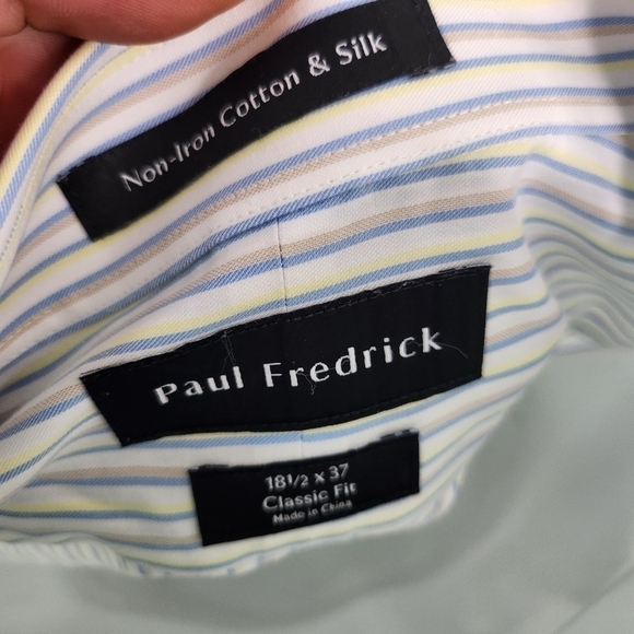 Paul Frederick Striped Men Long Sleeve Button Down Shirt Size 18.5 37 - Picture 2 of 9